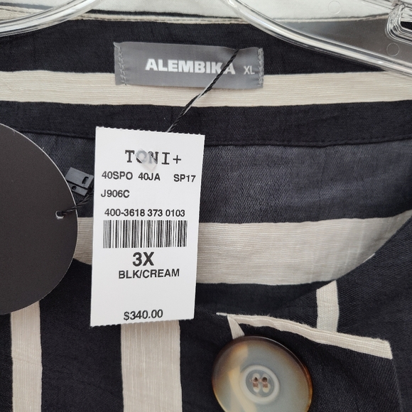 NEW Alembika striped blazer jacket 2X 3X plus size linen cotton new summer - Picture 3 of 13